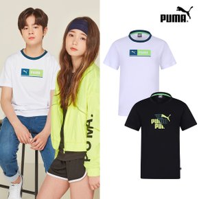 [PUMA] NEW 푸마키즈 주니어 반팔티셔츠 1+1 (화이트+블랙)