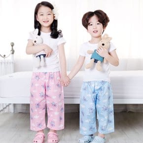 아동용 엔젤피그 9부 순면 실켓 파자마 실내복 잠옷 바지 남아 여아