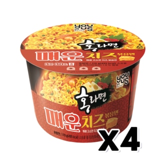  홍라면 매운치즈볶음면 큰컵 119g x 4개