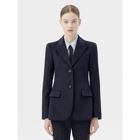 CASHMERE BLEND WOOL SINGLE JACKET - DARK NAVY