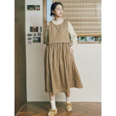 W LAYERED SHIRRING ONE-PIECE [STRIPE]