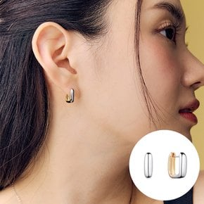 로즈몽 실버 스퀘어 콤비 원터치 귀걸이 폴카 RA25B08J
