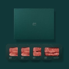 [명절 후 배송]윤허 1++(9) 무항생제 한우 명품 로스 3호 세트 2kg (등심/안심/채끝)