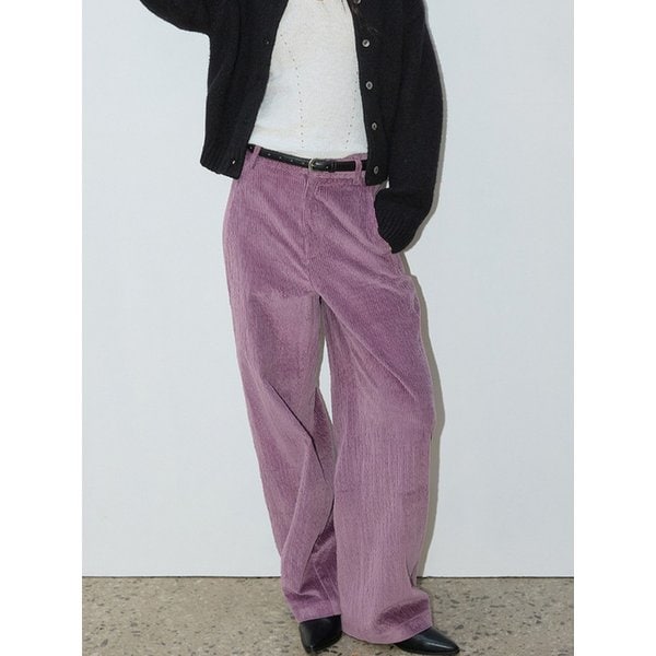 CURVED CORDUROY PANTS MAUVE PURPLE