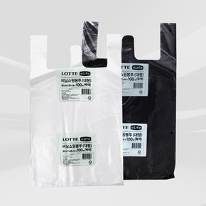 이라이프 비닐 쇼핑 봉투 (대) 100매 백색 흑색 / 손잡이 봉투