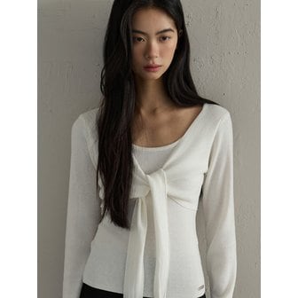 쎄씨 꼬임 U넥 니트 아이보리 C026