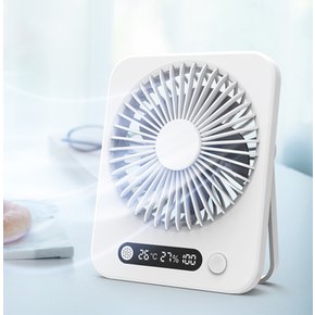 모노큐브 BLDC 미니 스퀘어 무선 선풍기 온/습도 표시 캠핑 사무실 탁상용