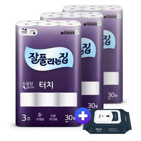 터치 3겹 화장지 25m 30롤 3팩 +노블 물티슈 20매