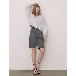 Belt point Bermuda pants-grey