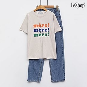 라운드넥 메르시 레터링 반팔 티셔츠 (DO1LW044A)