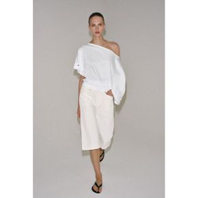 ZARA 자라 우먼 애시메트릭 버튼 티셔츠 화이트 0264009250 0264009 1275876