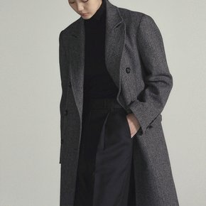 HERRINGBONE WOOL LONG COAT