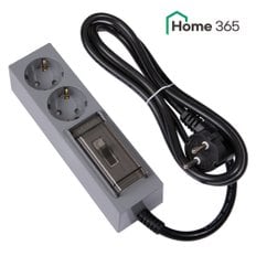 Home365 국산 4000W 고용량 멀티탭 2구 1.5m 그레이 블랙 컬러멀티탭 /에어컨 건조기 전기장판 전기난로