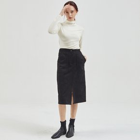 Suede H Banding Skirt Black