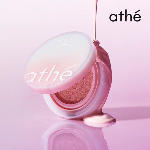 아떼 비건 릴리프 라이팅 톤업 선 쿠션 톤 코렉팅 핑크 로즈페탈 (SPF 50+/PA++++)