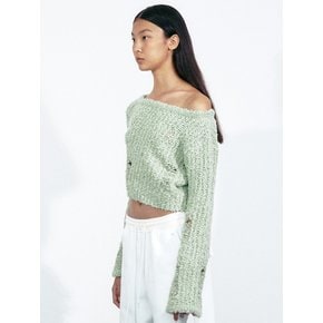 Mollis Off Shoulder Knit (Mint)