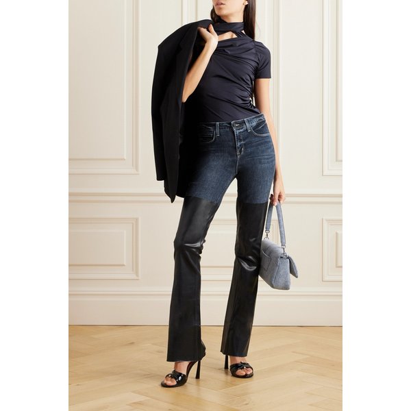 라장스 루스 코팅 하이라이즈 플레어 진 블랙 1647597327860946