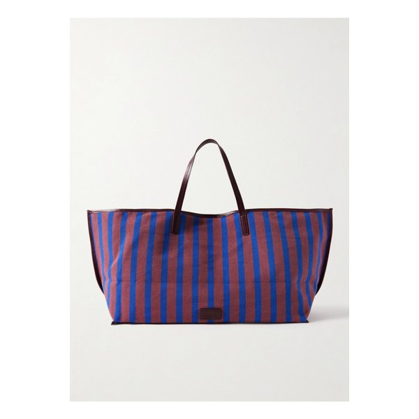 스타우드 크리스토스 라지 가죽 트리밍 스트라이프 캔버스 토트 브릭 46376663162889597