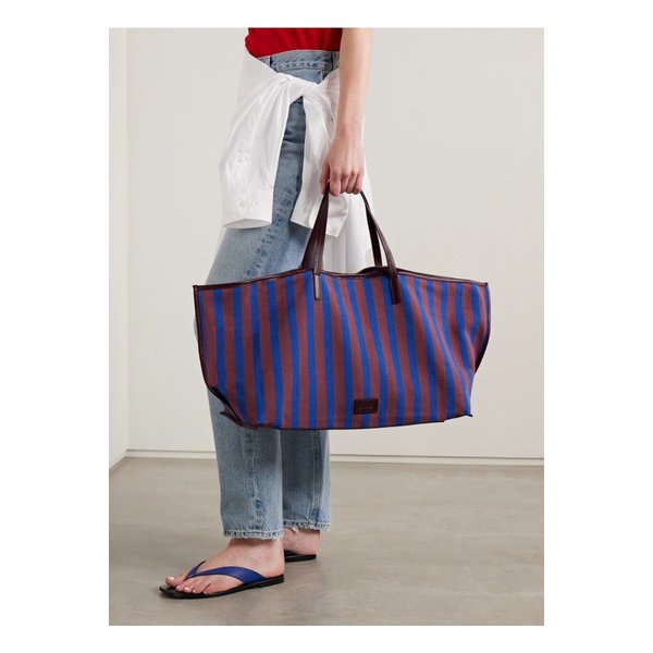 스타우드 크리스토스 라지 가죽 트리밍 스트라이프 캔버스 토트 브릭 46376663162889597