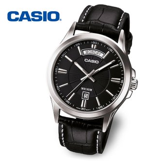 카시오 [정품] CASIO 카시오 MTP-1381L-1A 남성 야광 가죽 손목시계