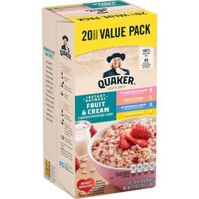 [해외직구] Quaker 퀘이커 인스턴트 오트밀 딸기 블루베리 복숭아 바나나 30g 20입