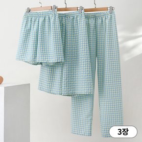 NP395 여성 편안한 시원한 체크 밴딩 파자마 팬츠 3종 세트