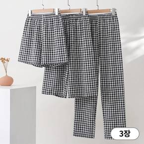 NP395 여성 편안한 시원한 체크 밴딩 파자마 팬츠 3종 세트