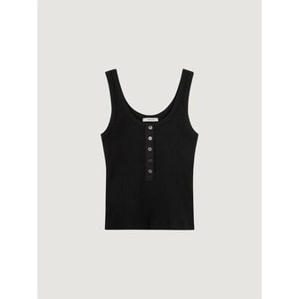 마로이 Button ribbed sleeveless top(Black)