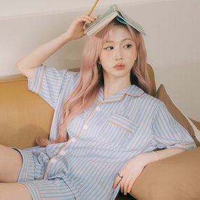[해원 PICK]실크핏 시에르 반팔 카라 잠옷 세트