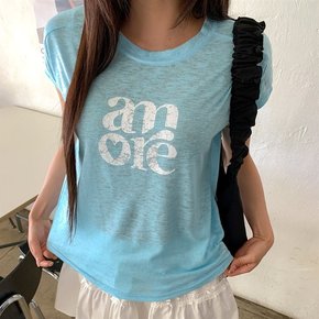 여자 레터링 시스루 나그랑 반팔 티셔츠