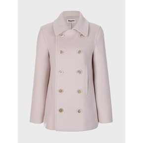 Six Buttons Detail Half Coat -Baby Pink