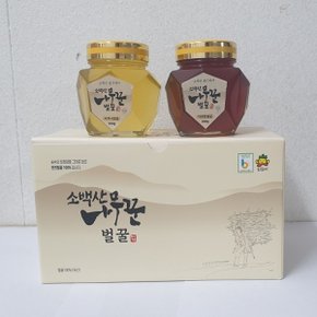 국내산 소백산 천연벌꿀 다이아몬드병선물세트 (아카시500g 1개+야생화500g 1개)