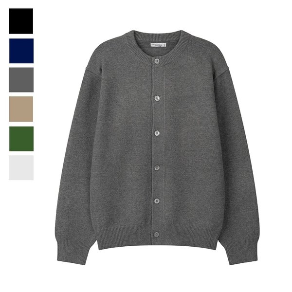 남자 가을 사일 세미크롭 라운드 니트 가디건 AS-CAA-Q026-차콜