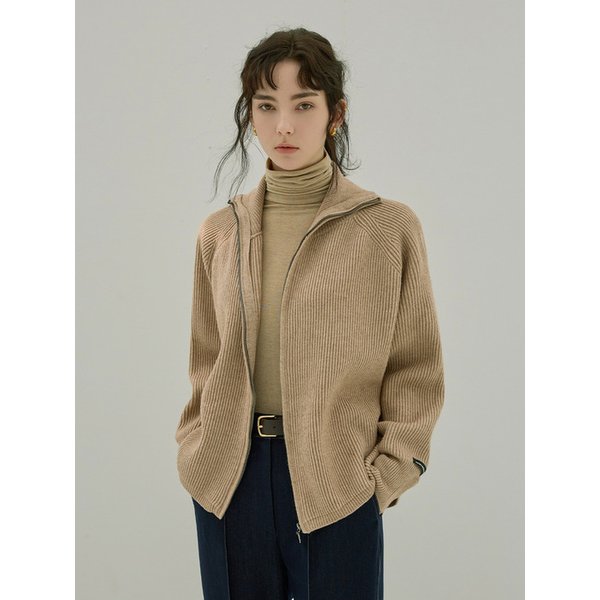 ZIP-UP KNIT CARDIGAN_NFCA4151 (BEIGE)