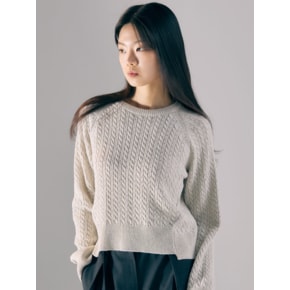 Italy Cotton Cable Pullover (L/GREY)