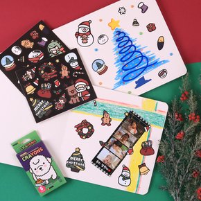스크랩북 꾸미기 세트 겨울 크리스마스 스티커 만들기 DIY 북아트 키트 소품 체험 미술놀이