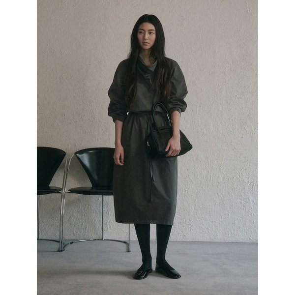 TYDLE DRAPED STRAP LONG DRESS_CHARCOAL