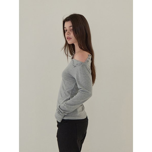 사이드 버튼 투웨이 롱슬리브 (멜란지 그레이)
