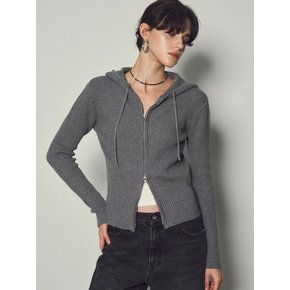 Cashmere BCI Cotton Hood Zip-Up Knit_CTK224(Grey)