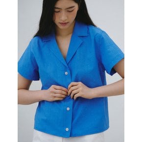 Marine Seersucker Shirt Blue