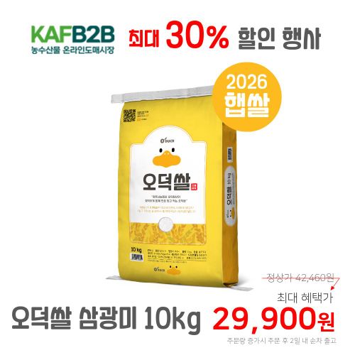 O'DUCK 26년 햅쌀 오덕쌀 삼광미 10kg , 원주시농협 당일도정&직발송