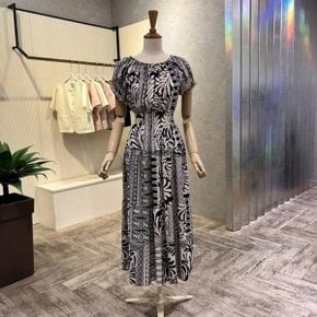 AOZ3HO351 프린트 밴딩 롱 원피스
