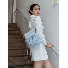 Day4 Chain backpack Tweed 트위드 체인 백팩_Blue