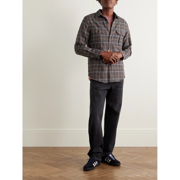 포르투기스 플란넬 로고 체크 코튼 플란넬 셔츠 46376663162911448