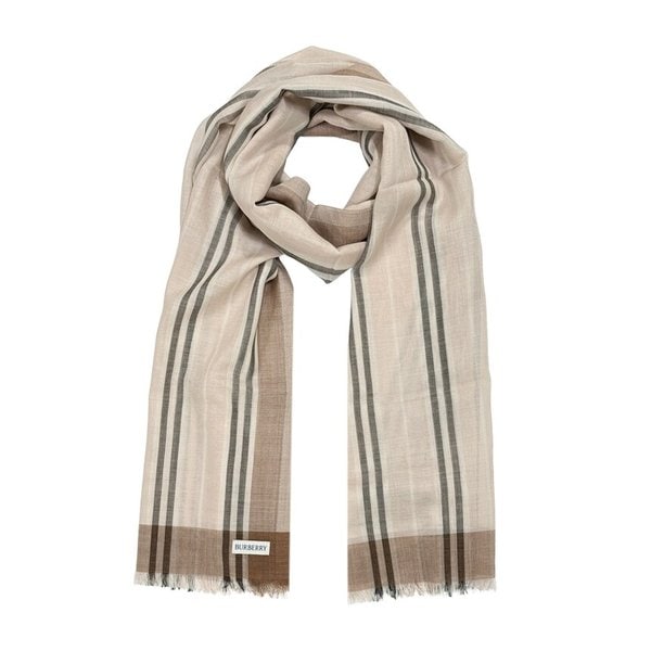 울 실크 스카프 81113241 스트라이프 라이트도프