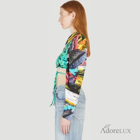 [해외배송] 콜리나 스트라다 홀터 프린트 긴팔 폴로 티셔츠 XX3202 Deadstock Rayon Speedboat/Turquoise Loopy