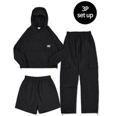 [꼼소넛] Hood Anorak 3-Piece Full Set Up (Black) CSOs-003 [Unisex]