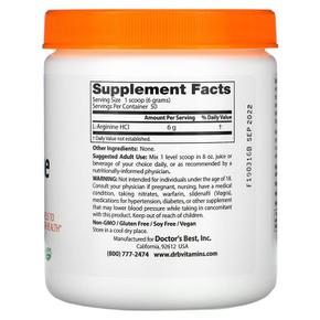 [해외직구] 닥터스베스트 퓨어 L-아르기닌 파우더 300g Doctor`s Best Pure L-Arginine Powder