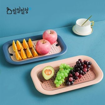 일일일청 물빠짐 과일 야채 쟁반 접시 4color