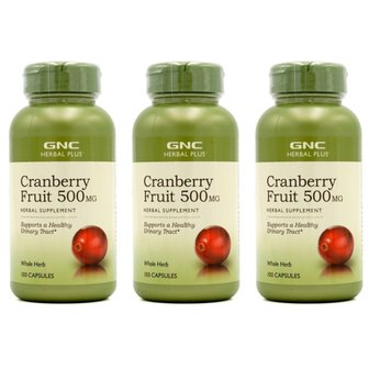 GNC 지엔씨 허벌 플러스 크랜베리 500mg 100캡슐 X 3통 미국직구 Cranberry